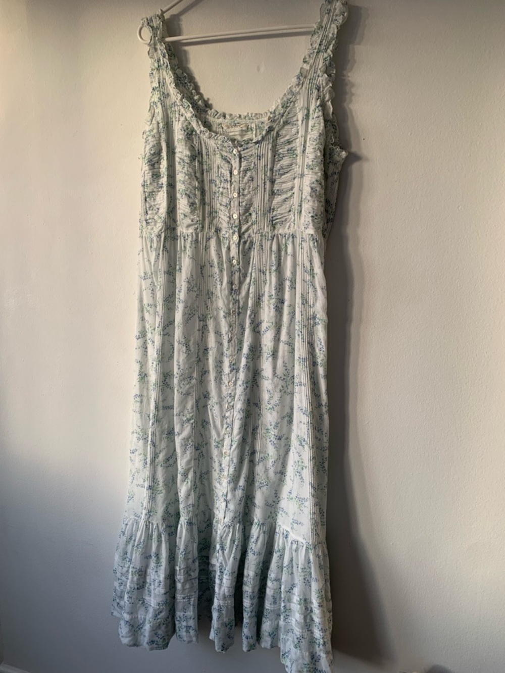 Doen Claribelle Cotton Ruffle Sleeveless Midi Maxi Dress Blanc Bluebell Ballad - Picture 9 of 16
